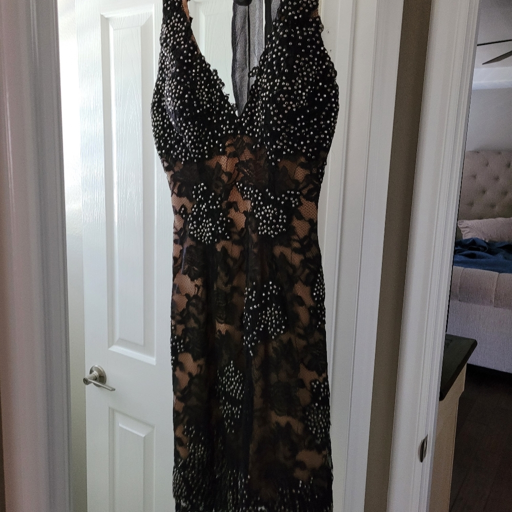 Black haulter cocktail dress